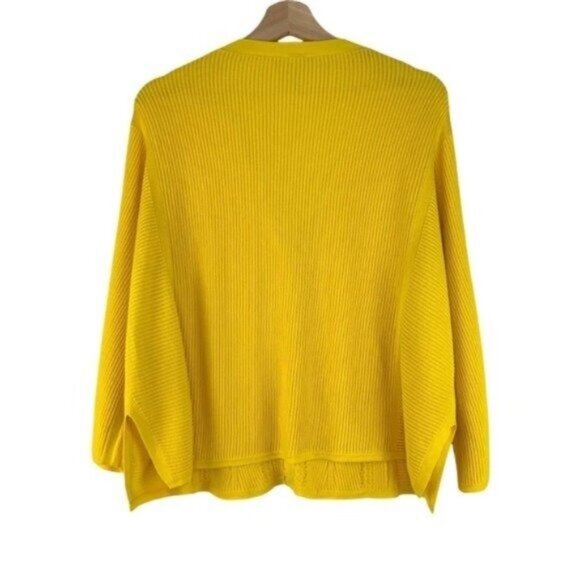 Cabi Yellow Pointelle Lightweight Cardigan V Neck in Sunflower Yellow - Picture 6 of 6